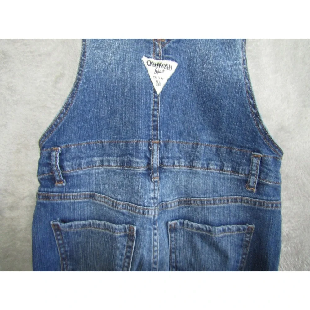 OshKosh B'gosh‎ Denim Overalls Blue Jean Distressed Raw Hem Kids Size 8